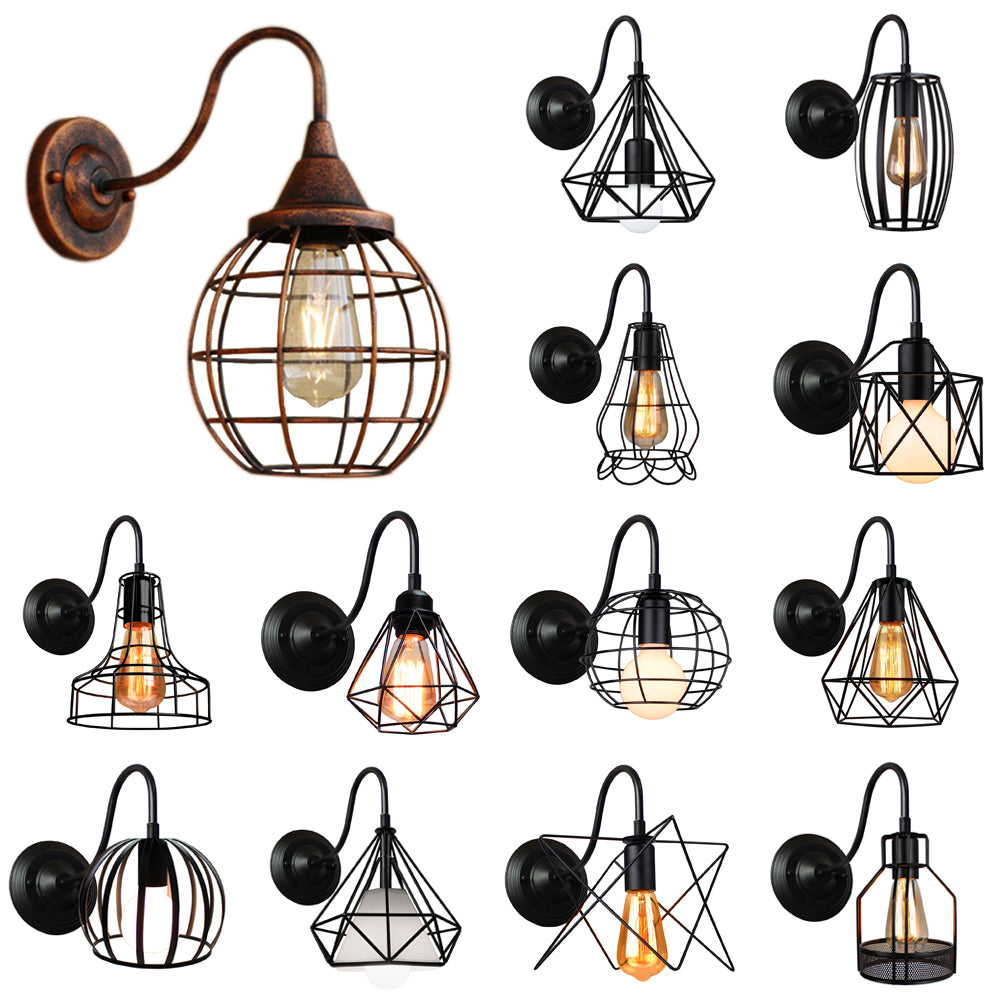 Industrial Vintage LED Wall Light with E27 Iron Shade