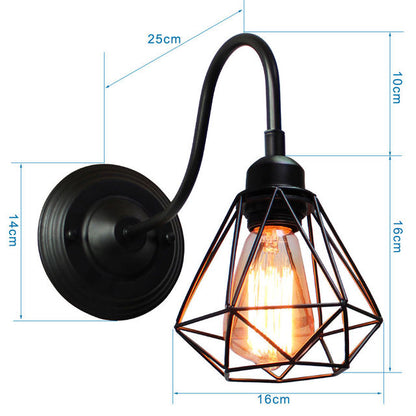 Industrial Vintage LED Wall Light with E27 Iron Shade
