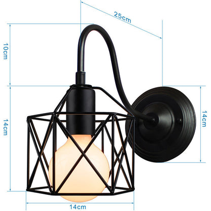 Industrial Vintage LED Wall Light with E27 Iron Shade