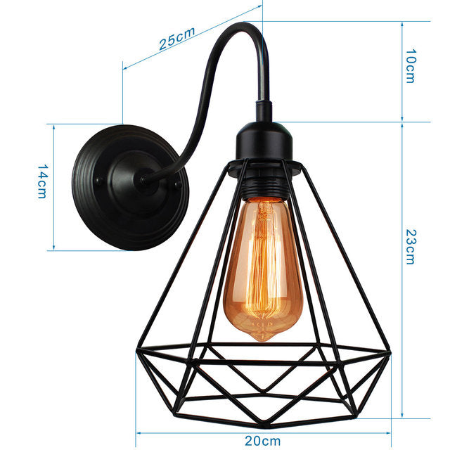 Industrial Vintage LED Wall Light with E27 Iron Shade
