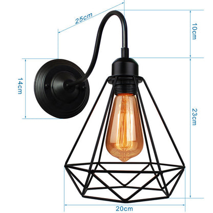 Industrial Vintage LED Wall Light with E27 Iron Shade