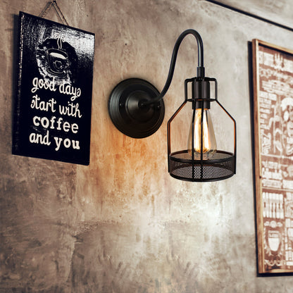 Industrial Vintage LED Wall Light with E27 Iron Shade