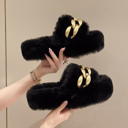 Thick-Sole Wool Slippers for Women to Wear Outdoors
