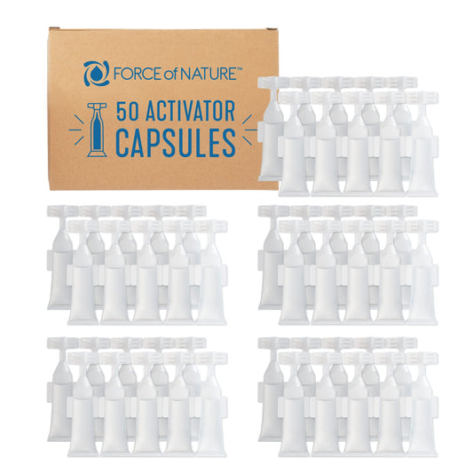 Force of Nature Activator Capsules - Concentrate Refills for Eco-Friendly All Purpose Disinfectant Cleaning Spray - Kitchen Bathroom Toilet Glass - Cleaning Supplies 50 Count Year Supply (3ml)