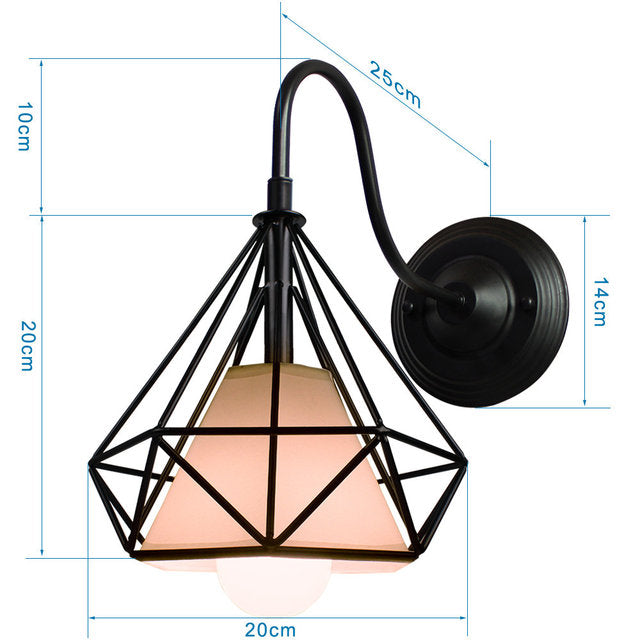 Industrial Vintage LED Wall Light with E27 Iron Shade