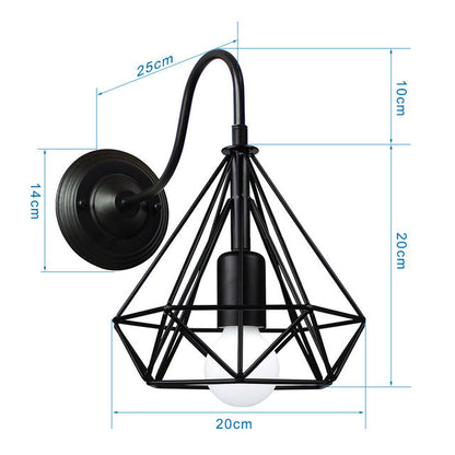 Industrial Vintage LED Wall Light with E27 Iron Shade