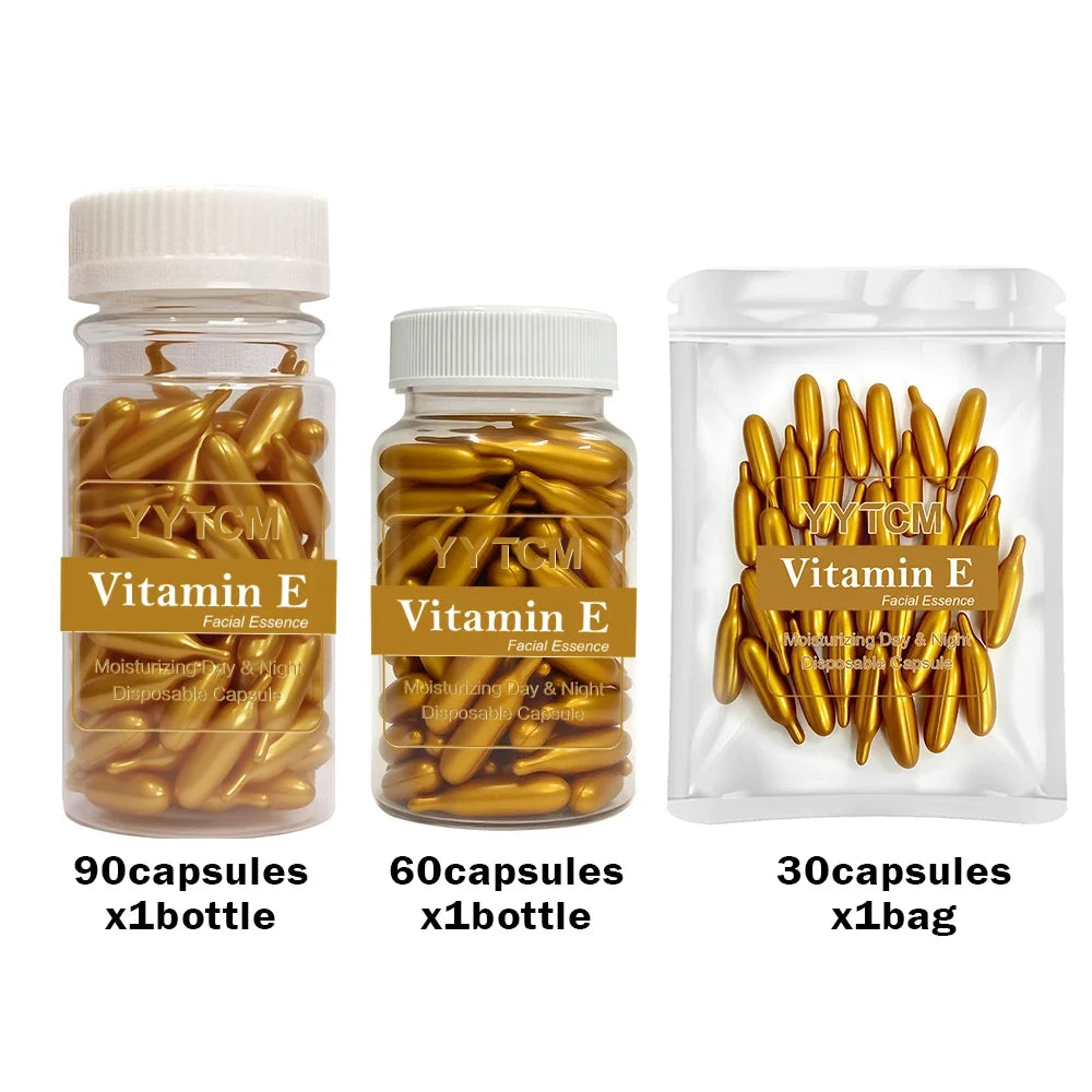 Vitamin E Serum Capsules, Single-Use Essence Capsules, Hydrating and Moisturizing Facial Skin 90 Capsules/Bottle - 1 Bottle
