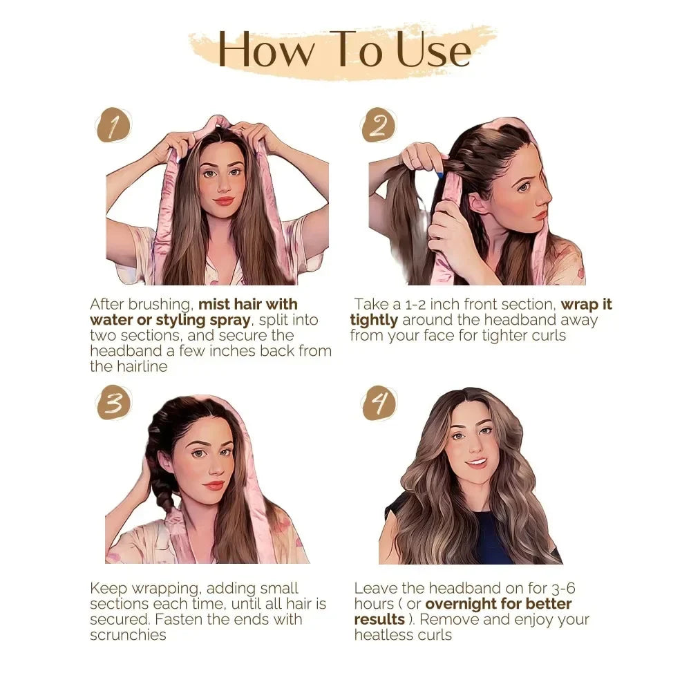 Heatless Curling Rod Headband – Satin No Heat Hair Curler