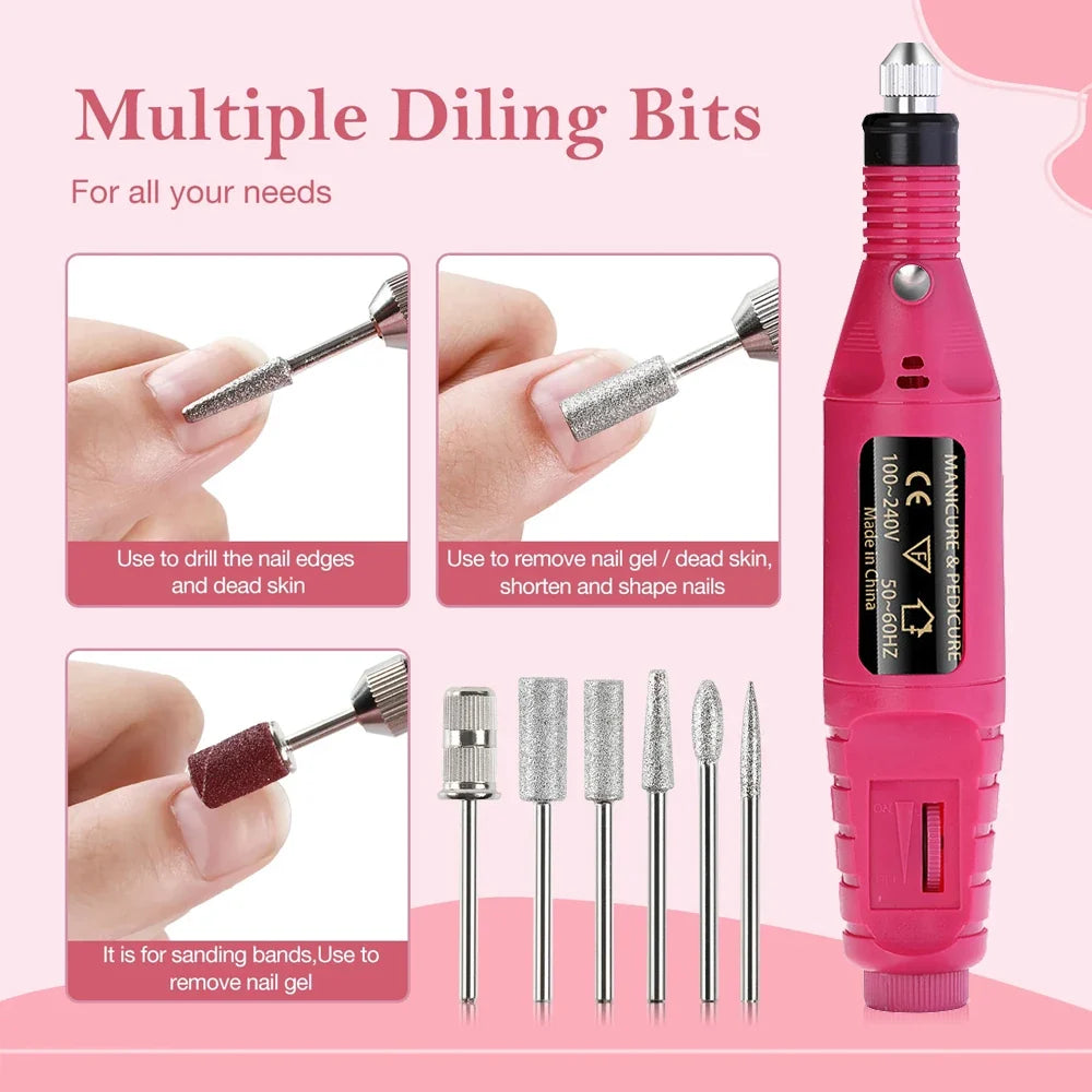 Electric Nail Sander Set Nail Drill Machine Grinding Equipment Milling Cutter For Manicure Pedicure Strong Polishing Tools