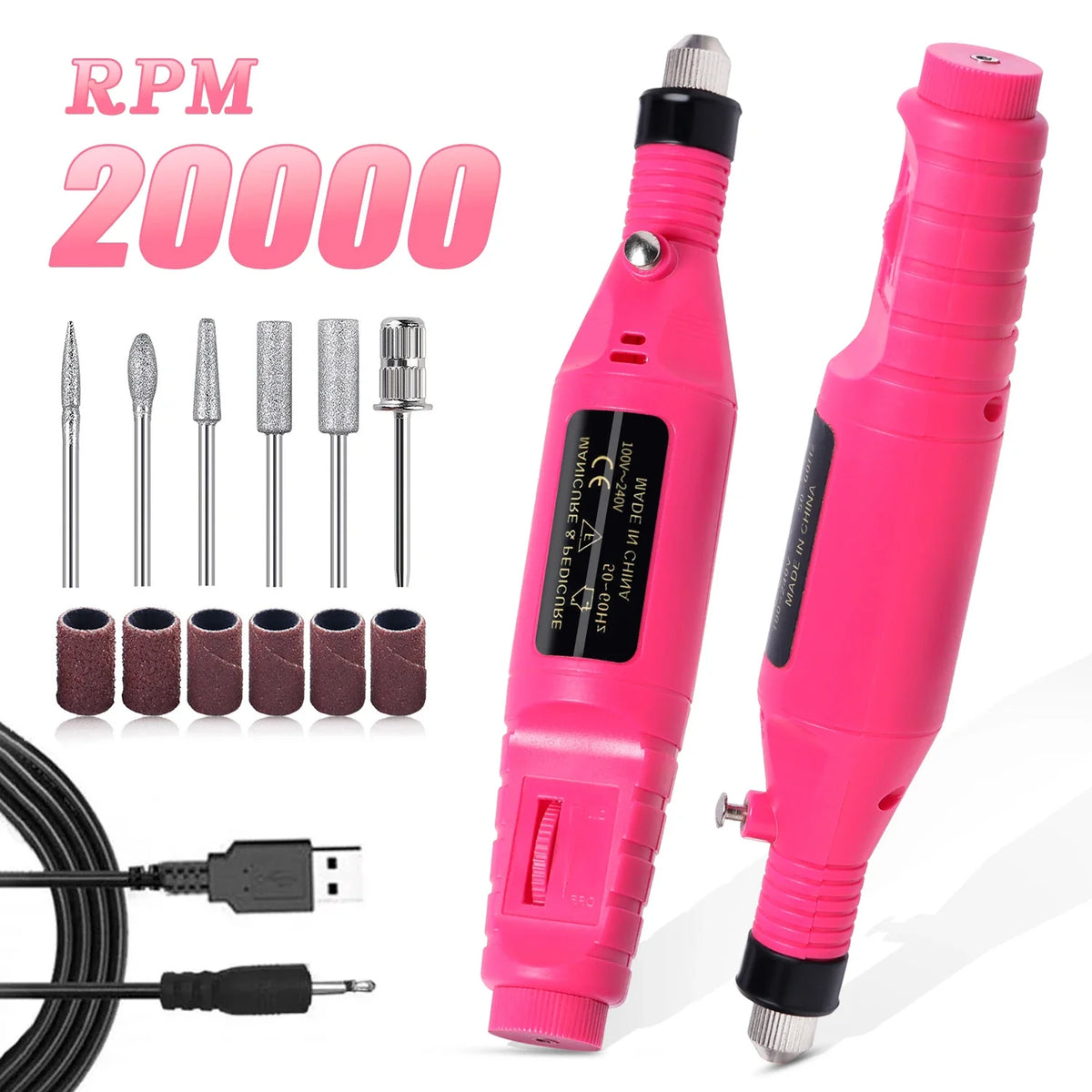 Electric Nail Sander Set Nail Drill Machine Grinding Equipment Milling Cutter For Manicure Pedicure Strong Polishing Tools