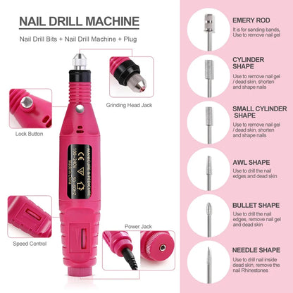 Electric Nail Sander Set Nail Drill Machine Grinding Equipment Milling Cutter For Manicure Pedicure Strong Polishing Tools