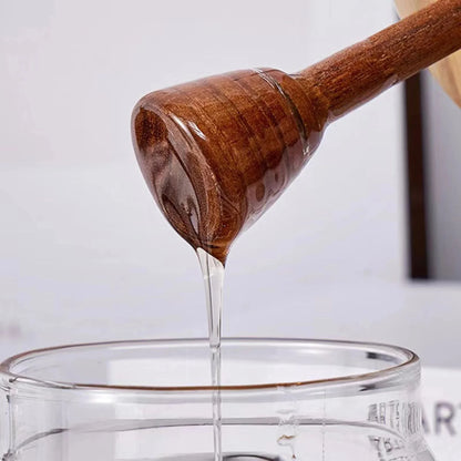Airtight Glass Honey Jar with Wooden Dipper – Premium Syrup Dispenser & Kitchen Storage Container