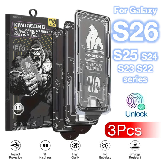 3Pcs For Galaxy S26 S25 S24 Ultra S23 S22 Plus Edge Tempered Glass Screen Protector 9H No Dust Mobile Accessories fingerprint