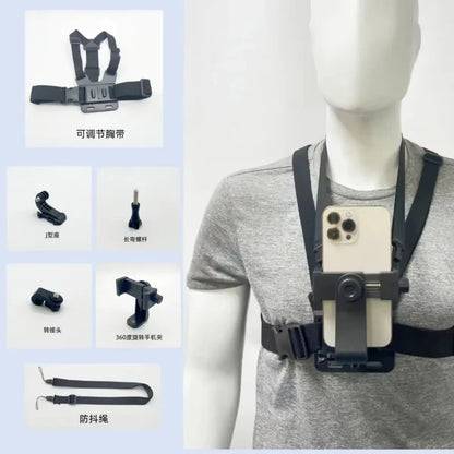 Chest Mount Strap for First Person Shooting, Sports Camera Phone Holder Outdoor Cycling Live Streaming Accessory