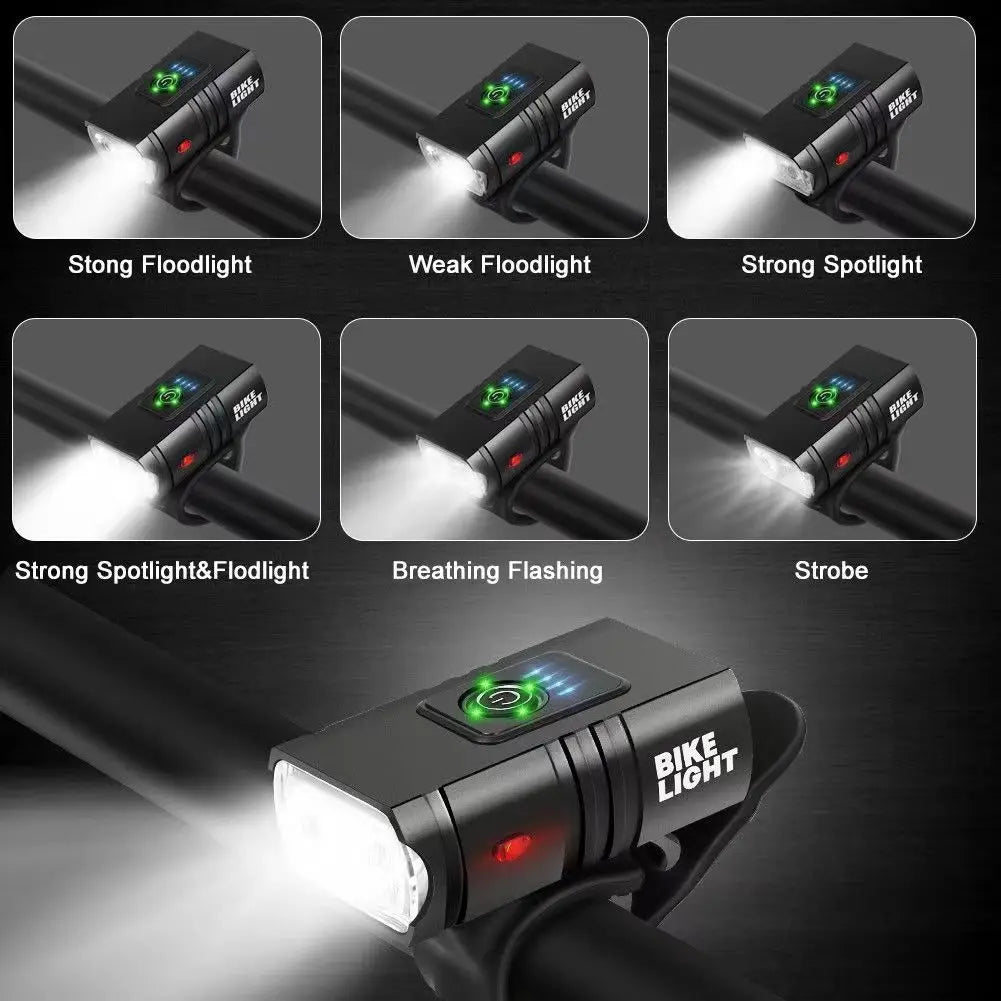 Bike Light USB Rechargeable T6 LED Bicycle Lights 6 Modes MTB Flashlight Bicycle Headlight for Cycling Bicycle Front Lamp