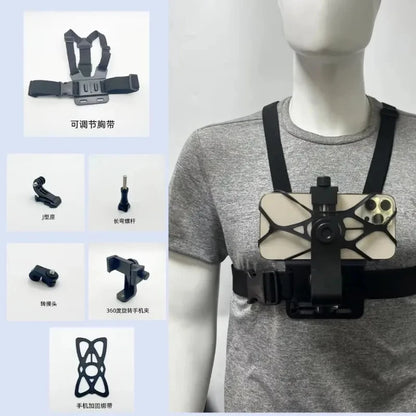 Chest Mount Strap for First Person Shooting, Sports Camera Phone Holder Outdoor Cycling Live Streaming Accessory