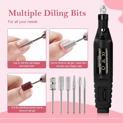 Electric Nail Sander Set Nail Drill Machine Grinding Equipment Milling Cutter For Manicure Pedicure Strong Polishing Tools