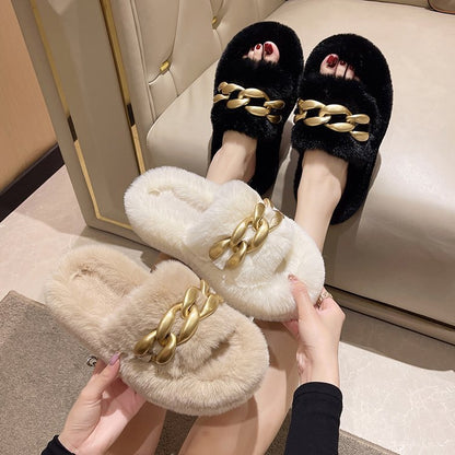 Thick-Sole Wool Slippers for Women to Wear Outdoors