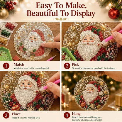 🎅Christmas Pre Sale-50% OFF🎄Christmas Pearl Diamond Art Hanging Ornament Kit | Resistant Non-Fading Pearl Beads DIY Handmade Holiday Hanging Decor 🎅💎