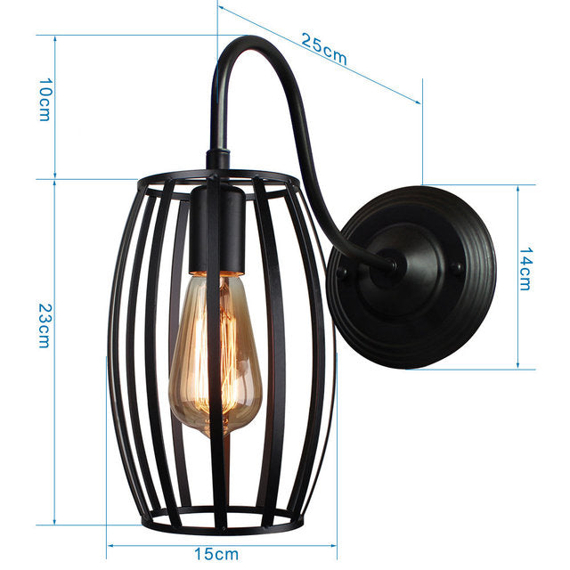 Industrial Vintage LED Wall Light with E27 Iron Shade