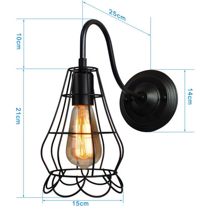 Industrial Vintage LED Wall Light with E27 Iron Shade