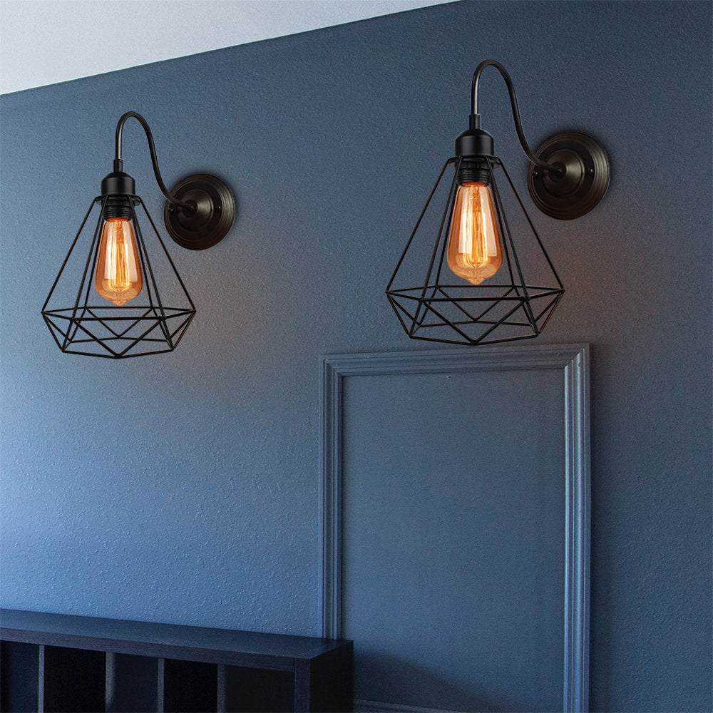 Industrial Vintage LED Wall Light with E27 Iron Shade