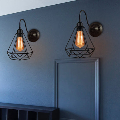 Industrial Vintage LED Wall Light with E27 Iron Shade