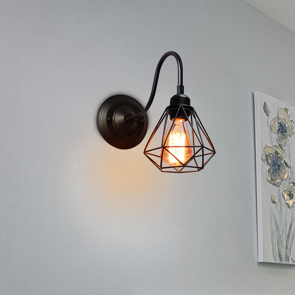 Industrial Vintage LED Wall Light with E27 Iron Shade