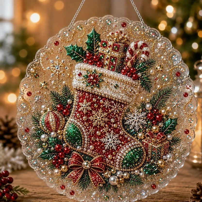 🎅Christmas Pre Sale-50% OFF🎄Christmas Pearl Diamond Art Hanging Ornament Kit | Resistant Non-Fading Pearl Beads DIY Handmade Holiday Hanging Decor 🎅💎